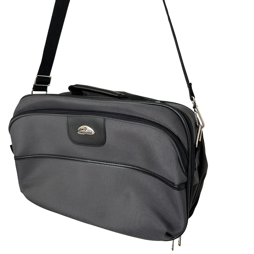 Samsonite Messenger Bag Charcoal Gray Professional Briefcase Travel Bag - Picture 2 of 11